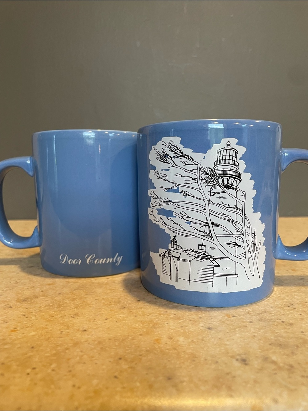KILN CRAFT Staffordshire England Set of 2 Lighthouse Mugs Coffee Tea Door County